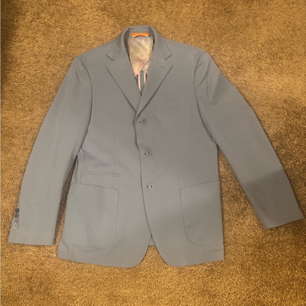 Light blue Men’s Tallia knit slim fit blazer/sport coat.